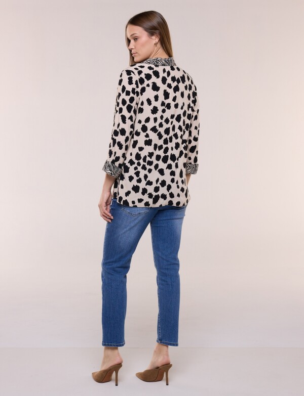 Camisa Estampado Combinado NEGRO/BEIGE