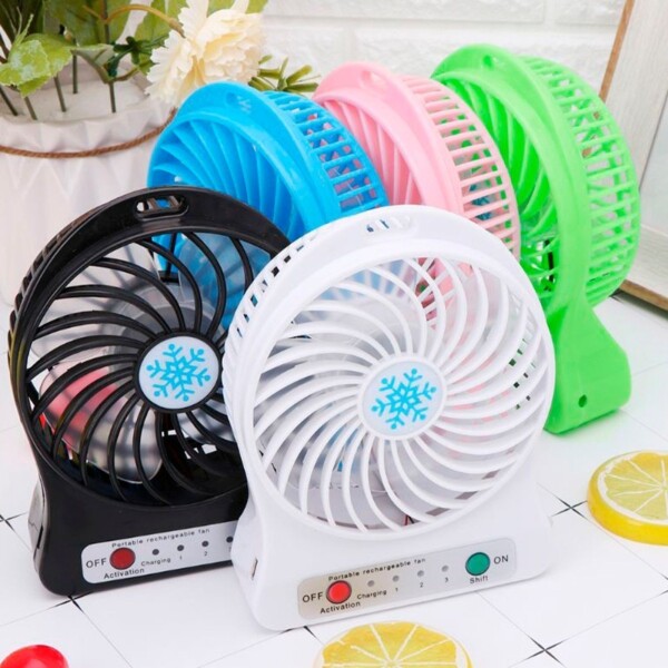 Ventilador Recargable Indicador Led 3 Velocidades Usb Color Variante Blanco