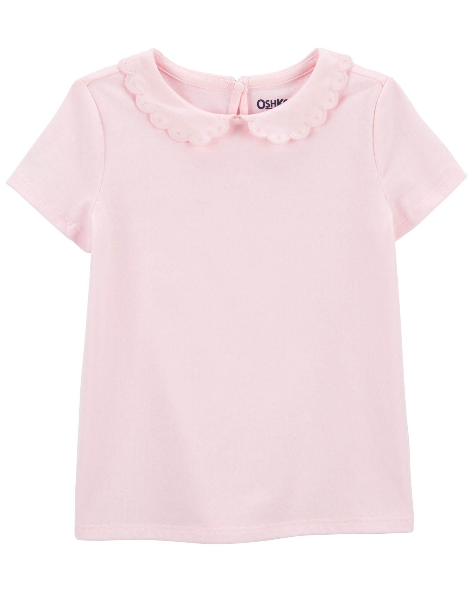 Blusa de algodón con cuello mago festoneado 0