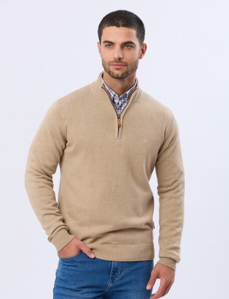 BUZO MEDIO CIERRE ALGODON Beige