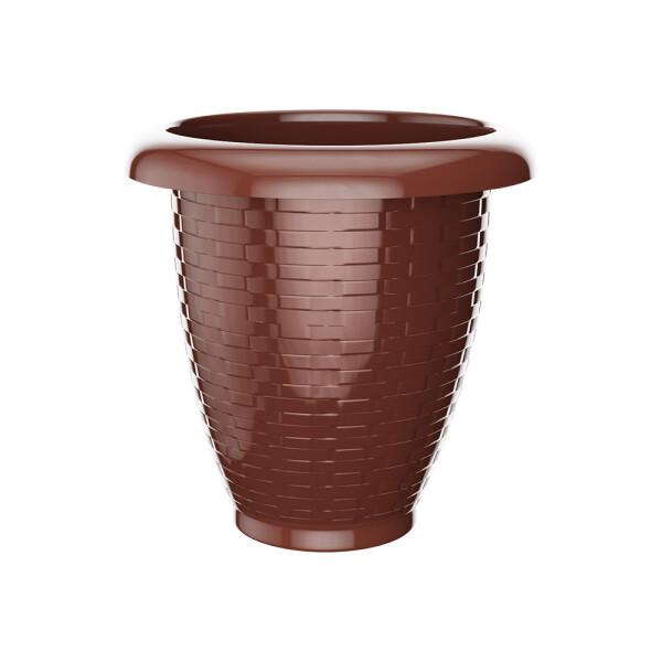 MACETA REDONDA RATTAN MARRON 11LTS MARRÓN