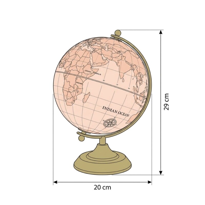 GLOBO TERRAQUEO ROSA COMB 20X29CM Unica