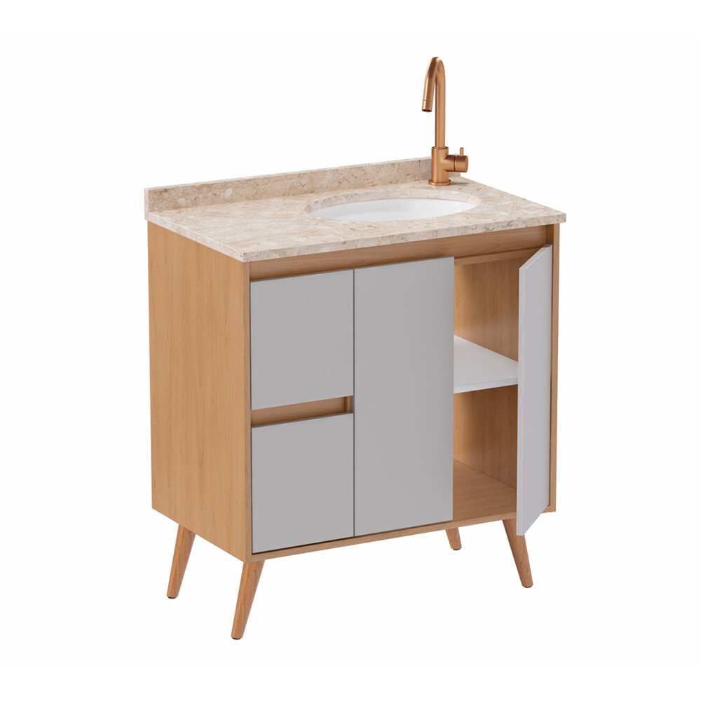 MUEBLE BAÑO EN MADERA DANUBIO CON T/MARMOL TRAVERTINO Y LAVAMANOS EN PATAS MADERA MACIZA Mueble Baño En Madera Danubio Con T/marmol Travertino Y Lavamanos En Patas Madera Maciza