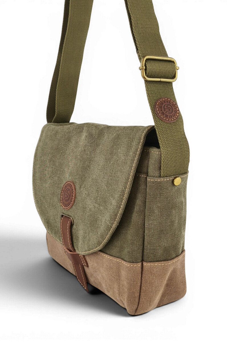 Morral con solapa Verde con Marrón