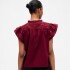 V-FLUTTER SLV EYELET YOKE TOP RED DELICIOUS