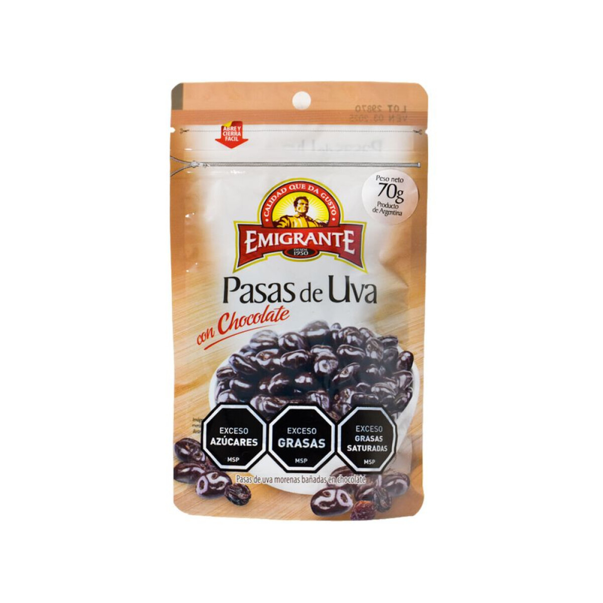 Pasas de Uva con Chocolate El Emigrante 70g 