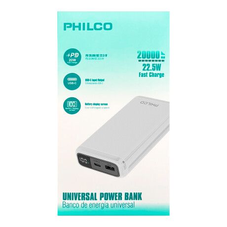 Powerbank Philco 20000MAH 1 USB C / 1 USB a 001