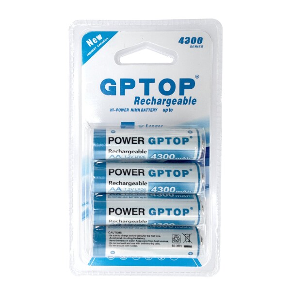 Pack x4 Pilas AA Recargables 4300mAh Blister LR06 1.2V Variante Color Azul