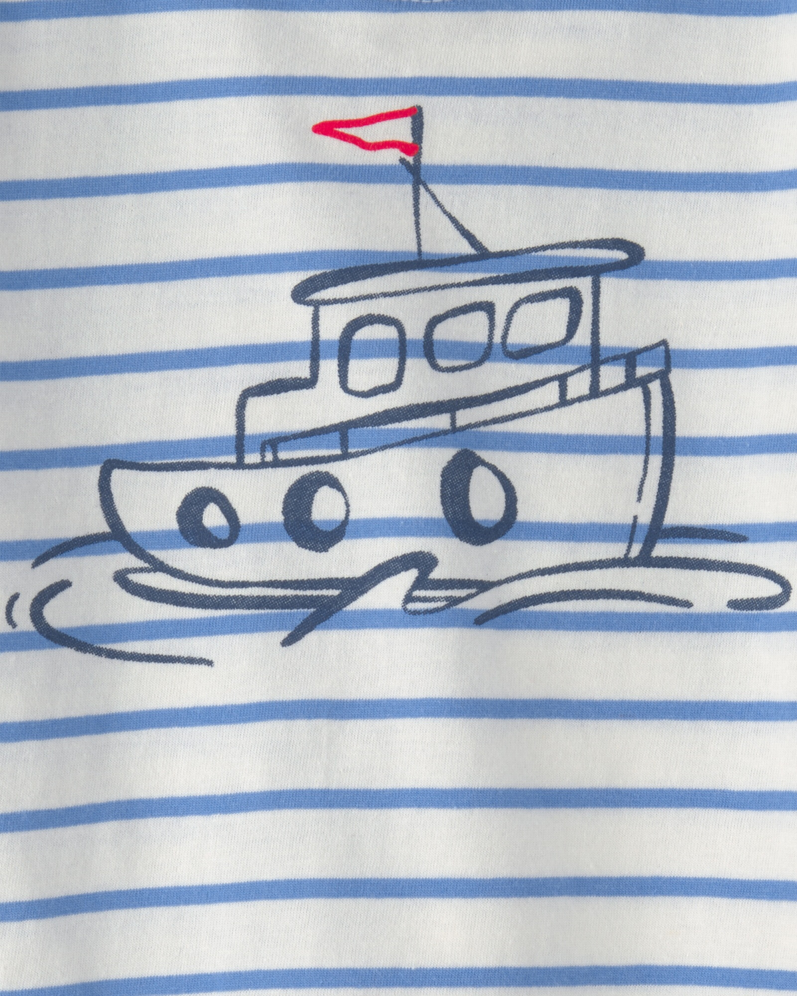 Set tres piezas de algodón, short, remera polo y remera estampa barco Sin color