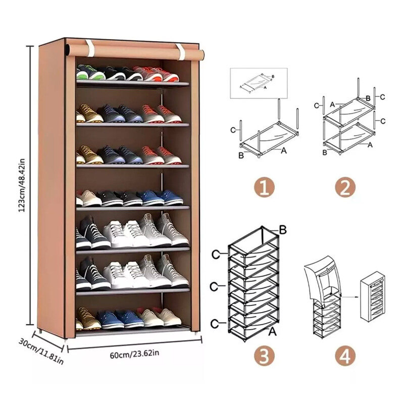 Zapatera de tela MARRON CLARO