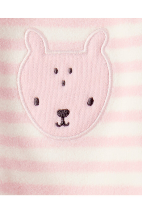 Pijama una pieza de micropolar, con pie, diseño a rayas Sin color