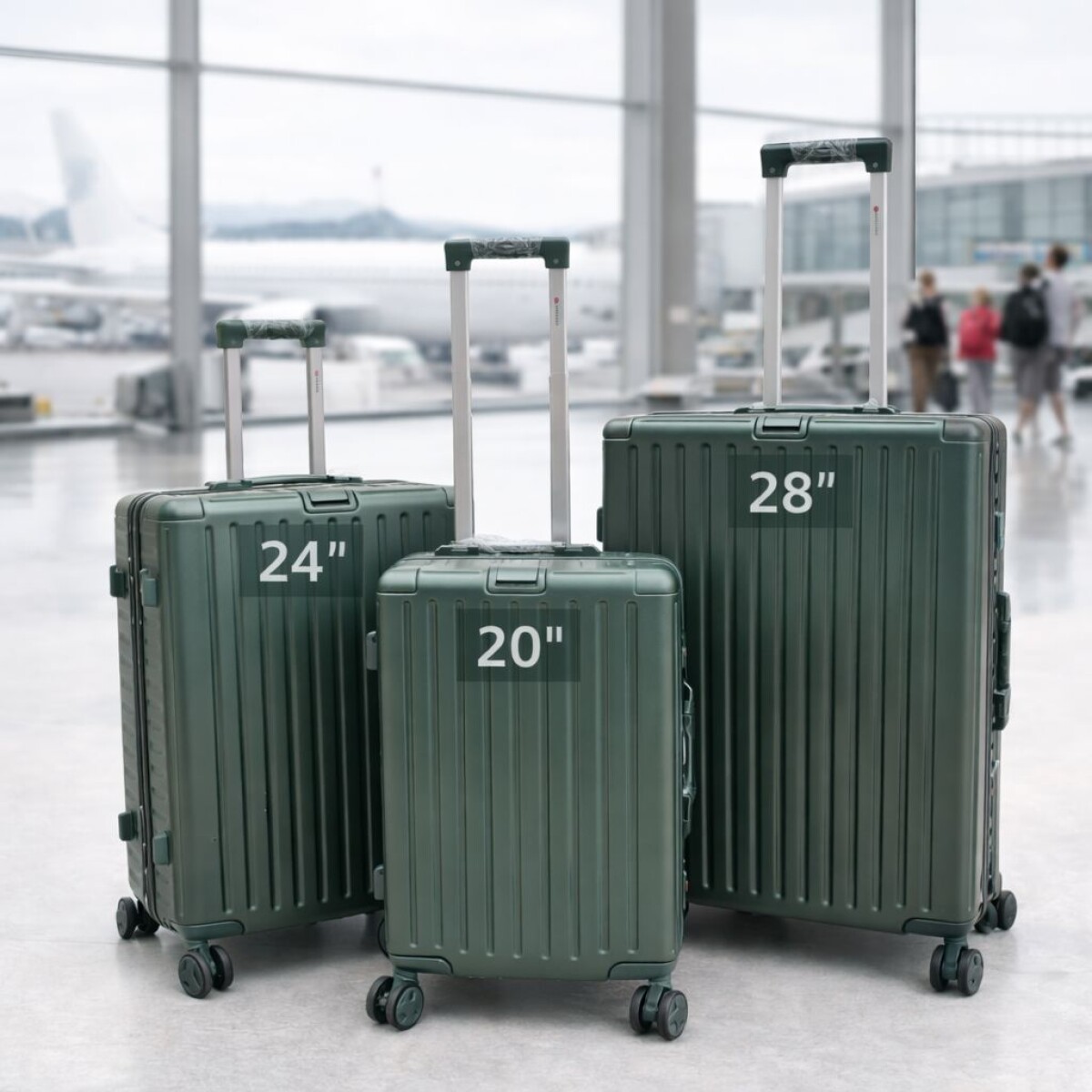 Set de Valijas Rígidas x3 con Ruedas 360° – Equipaje de Viaje - Verde 