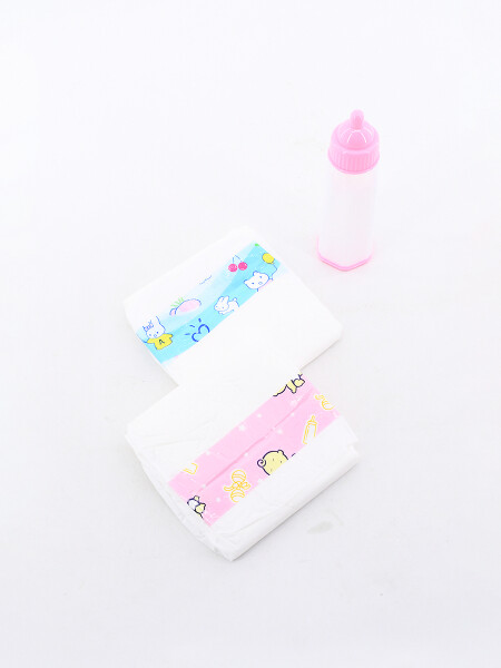 ACCESORIOS BEBE PAÑAL Y MAMADERA ROSADO