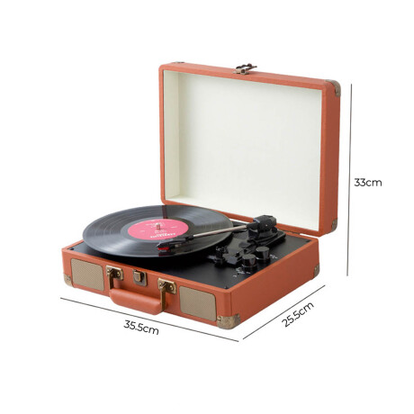 Tocadiscos Vinilo Retro Parlante Bluetooth Portátil Marron