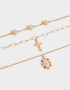 Pulseras Flexibles Sets Religioso Collar Corto Con Cruz - Dorado