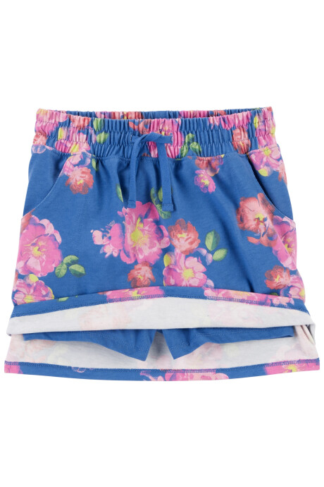 Short pollera de algodón diseño floral Sin color