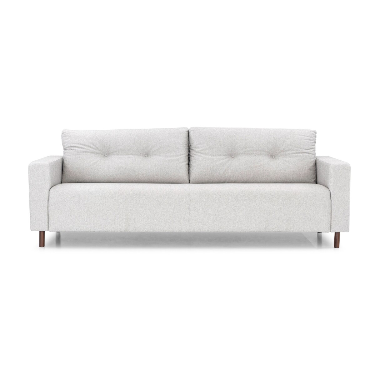 Sofa 3 cuerpos tela Gris Brillo con respaldo semi capitoneado 