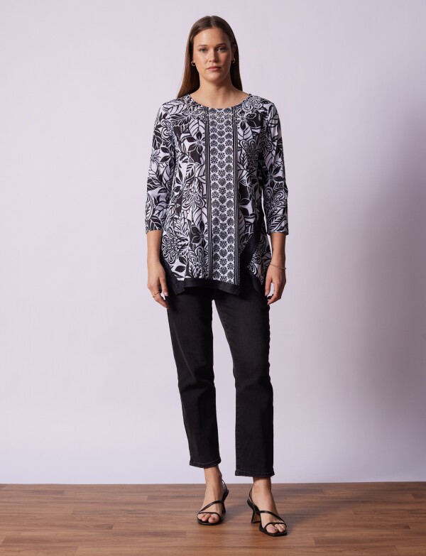 Blusa Print Brillo NEGRO/BLANCO