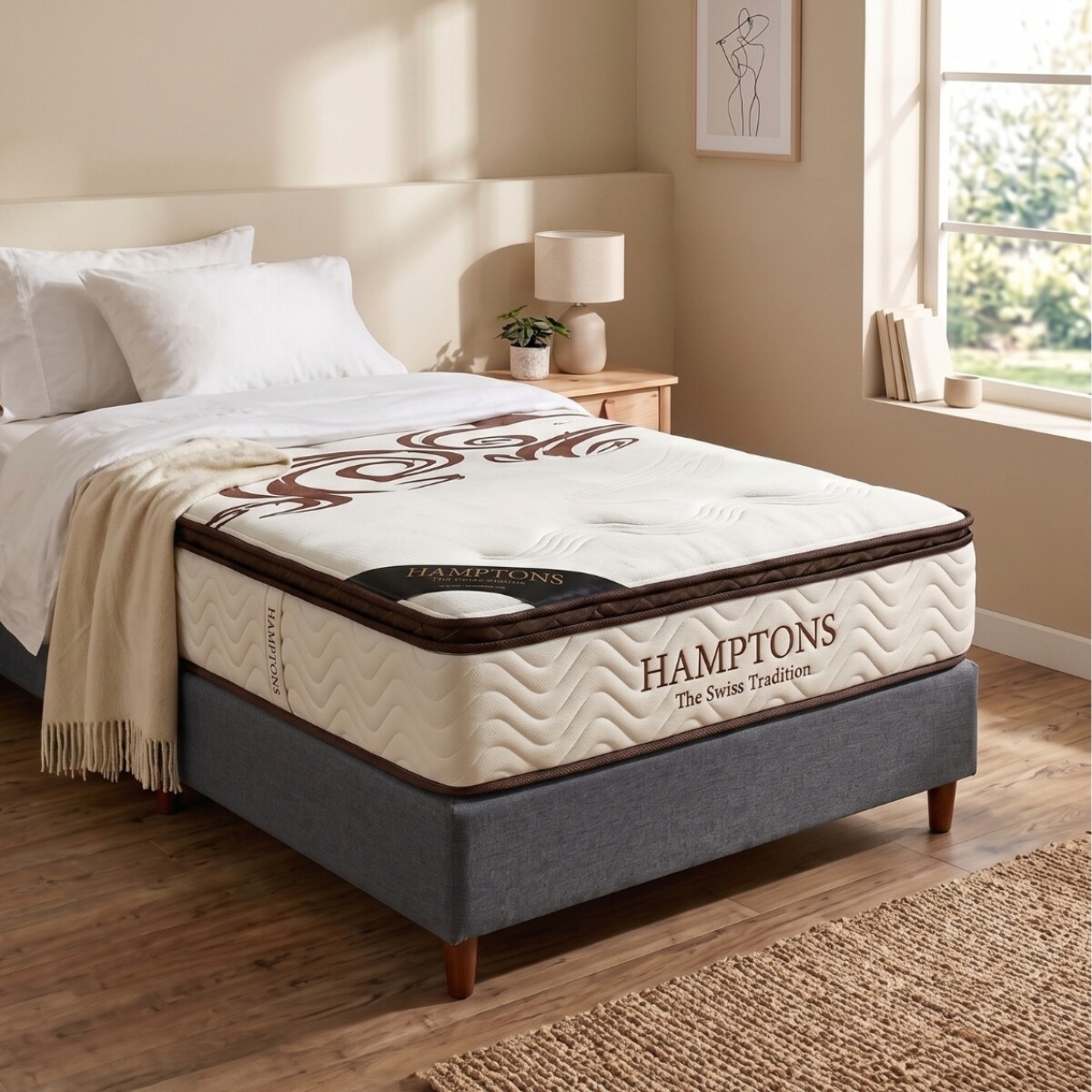 Sommier 1 Plaza HAMPTONS Palladium 80X185 - Gris 