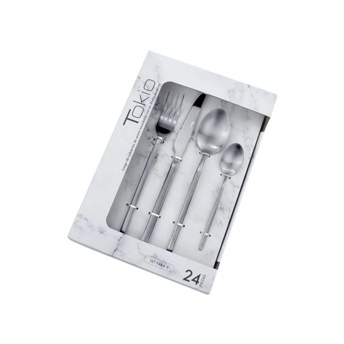 SET 24 PIEZAS CUBIERTO ACERO INOX MATE TOKIO 