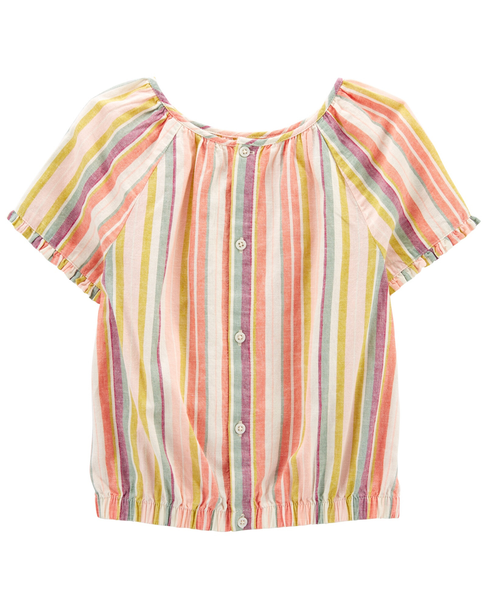 Blusa de lino diseño a rayas Sin color