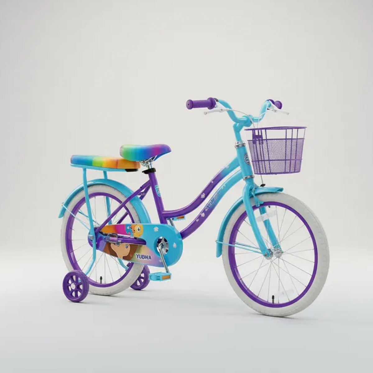 Bicicleta Rodado 20 Multicolor Canasto y silla trasera - Violeta 