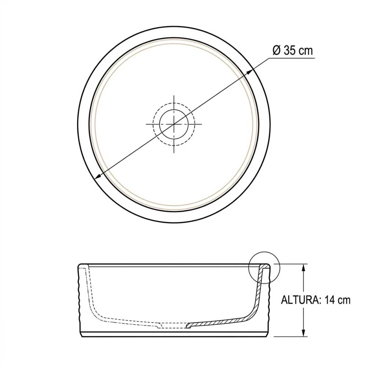 Bacha de Apoyo Cilíndrica Beige — Bagno & Company