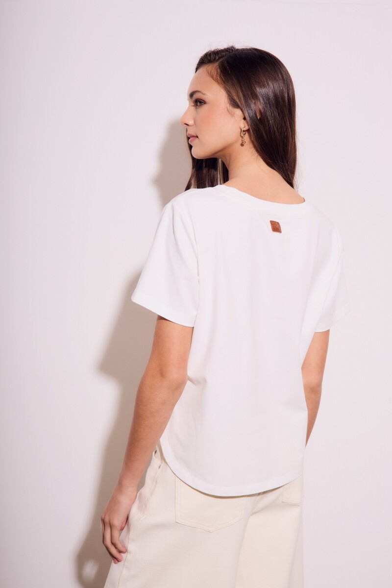 Remera Manga Corta Algodón Peinado Nacar