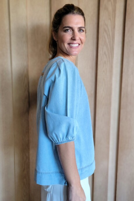Blusa Azucena Denim Celeste