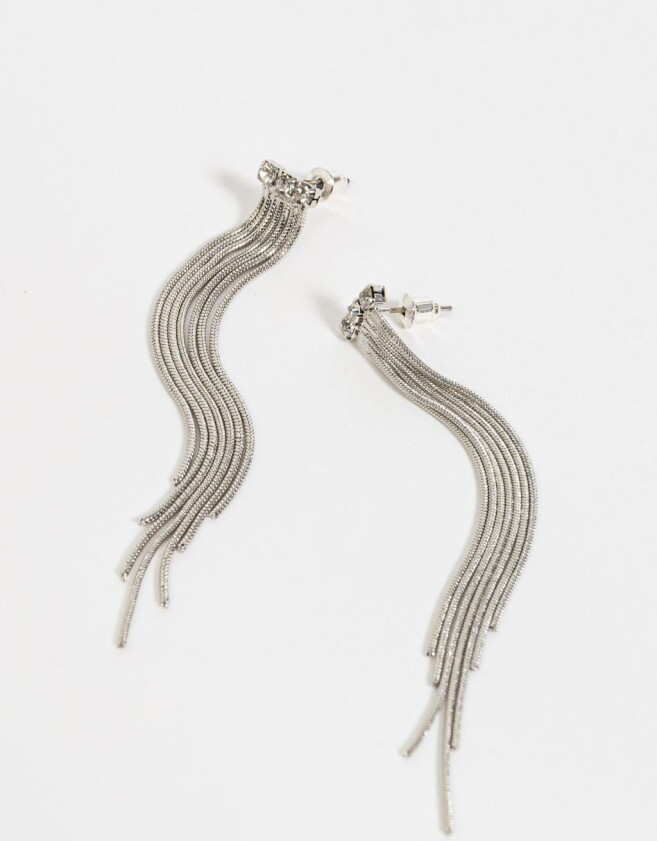 Aros Colgantes Largos Con strass Aros Con Strass - Plateado