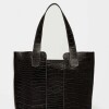 Shopper The Braided En Cuero Grabado Croco Negro