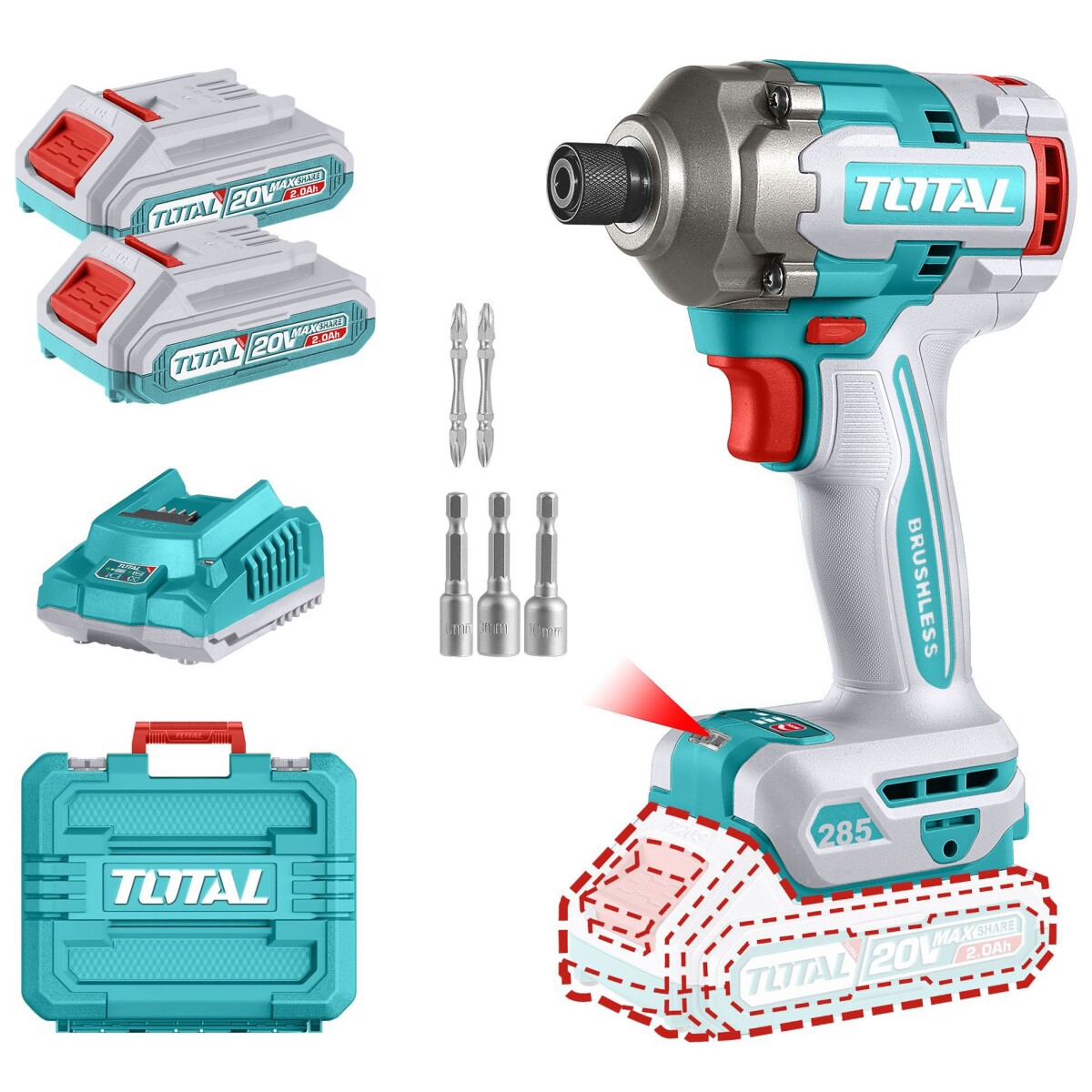 Atornillador De Impacto 1/4" Inalámbrico - Doble Batería + Maletín 