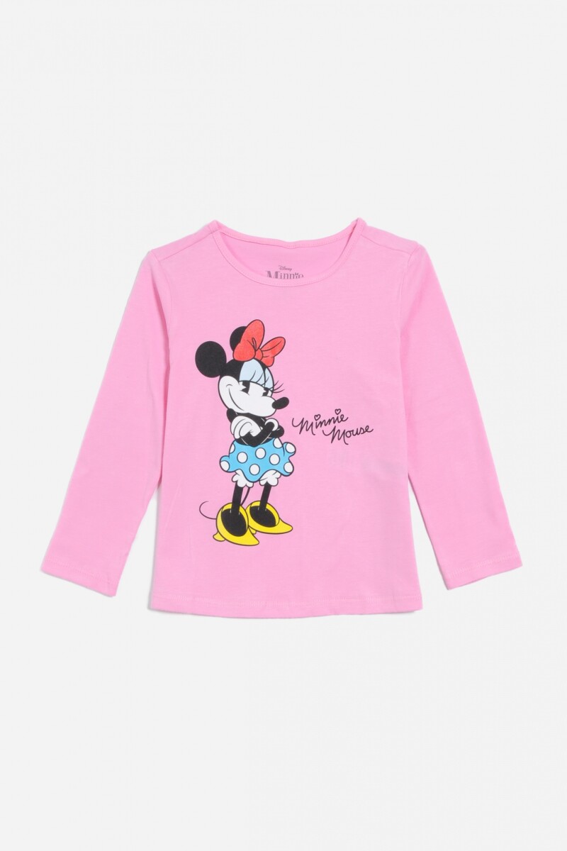 Remera m/l Minnie niña FUCSIA