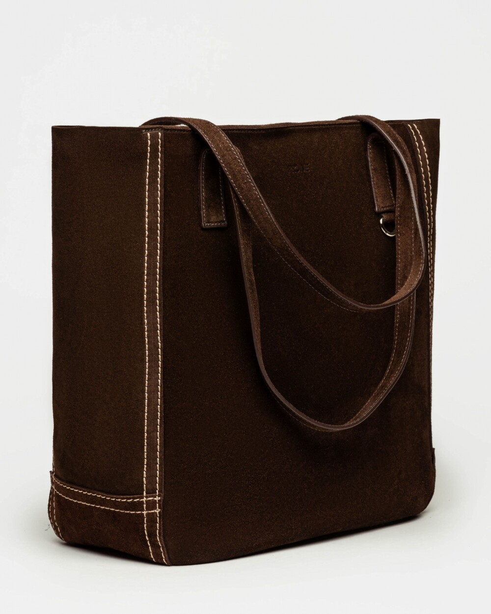 Shopper Vera en cuero gamuza Chocolate