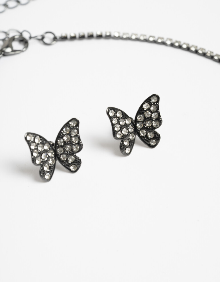 Bijouterie Set Color Set De Choker Y Aros Mariposa - Combinacion Multicolor