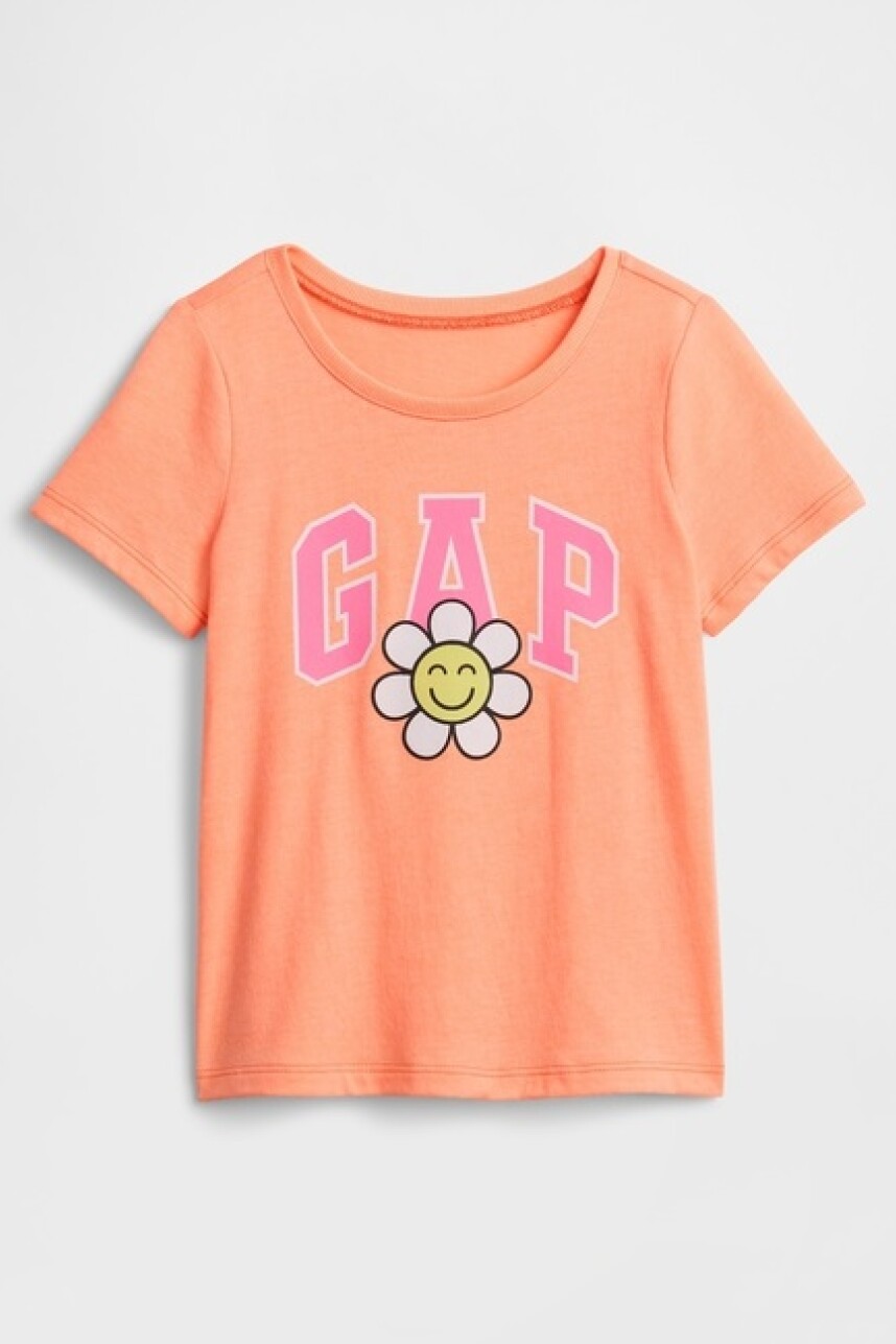 Remera Logo Gap Toddler Niña Orange Kiss Neon