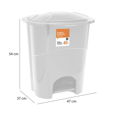 Tarro de Basura Residuos a Pedal en Plástico 40L Paramount Blanco