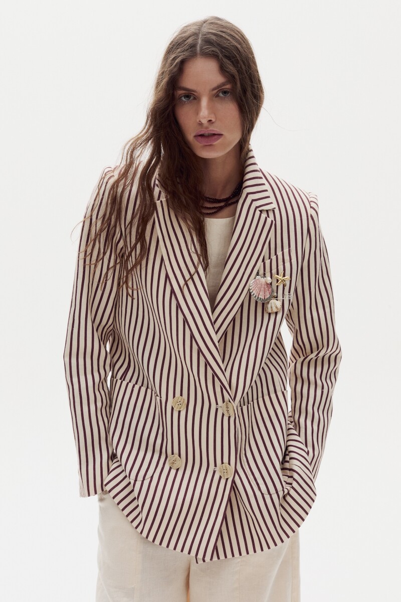 Blazer Joseph en Lino Malbec Stripes