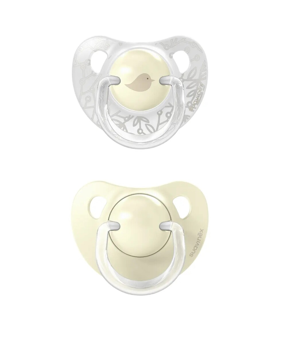Setx2 Chupetes tetina anatomica 0-6m - Birdies crema 
