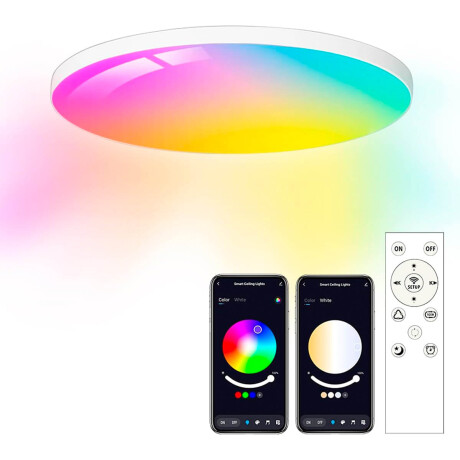Foco Luz LED Techo Redondo Colores C/control App Blanco