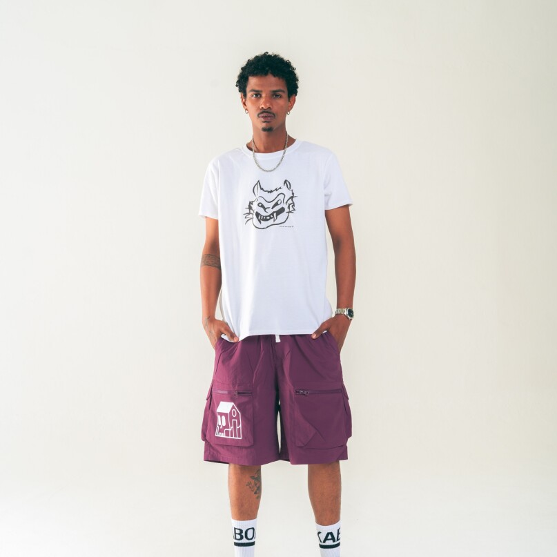 BERMUDA NYLON LOGO BORDEAUX