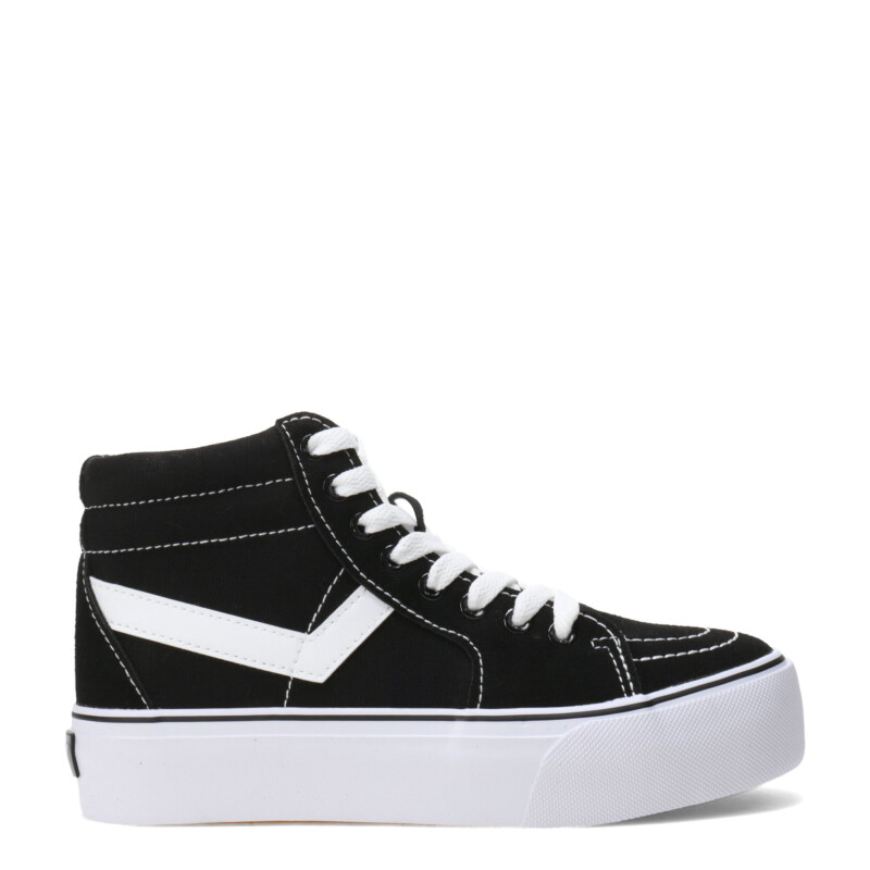 Botas Unisex PONY Plataforma Casual Lona Negro - Blanco