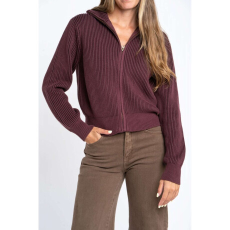 Campera Tejida Algodon Burdeos