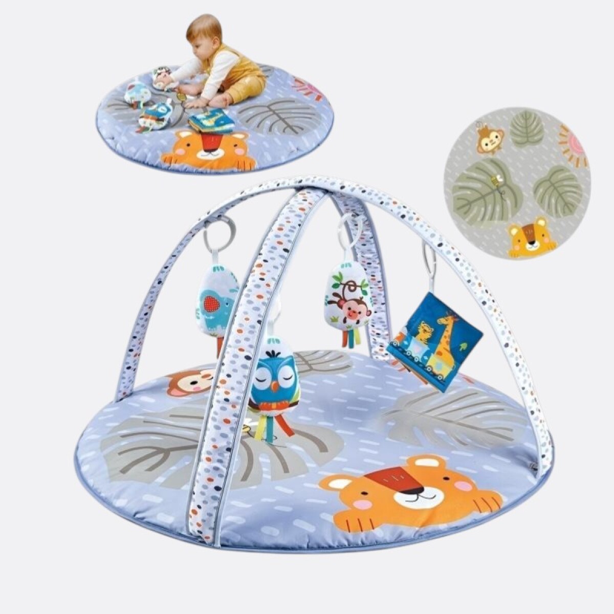Gimnasio Alfombra Interactiva Bebés 76cm Coordinación 2en1 - León 