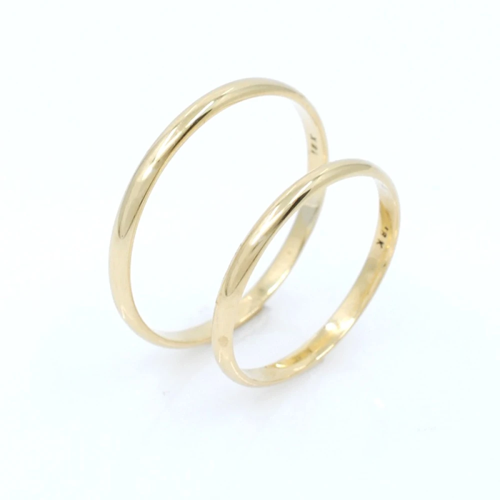 Par De Alianzas Oro 18 K Amarillo Bombe Clasico 2 mm Par De Alianzas Oro 18 K Amarillo Bombe Clasico 2 mm