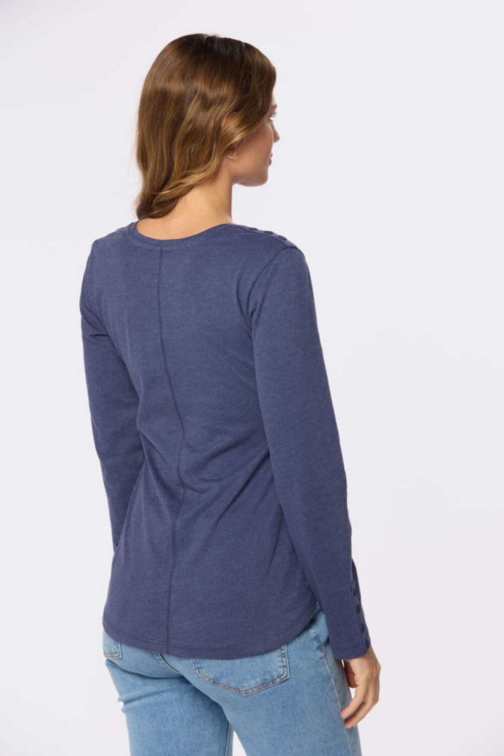 REMERA LISA CON BOTONES Azul