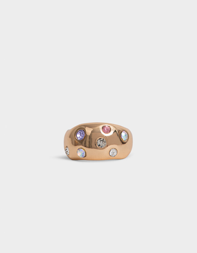 Anillos Medianos y Grandes Con strass multicolor Anillo Con Strass Multicolor - Dorado