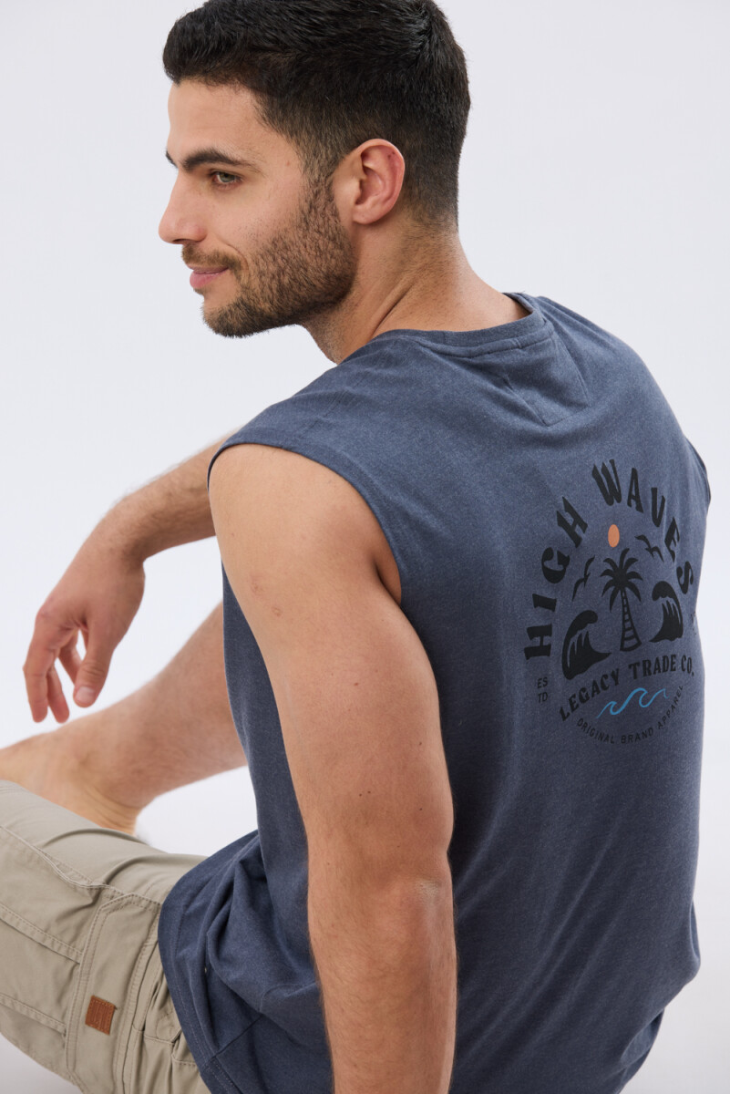 MUSCULOSA ESTAMPADA DE ALGODÓN - Denim 