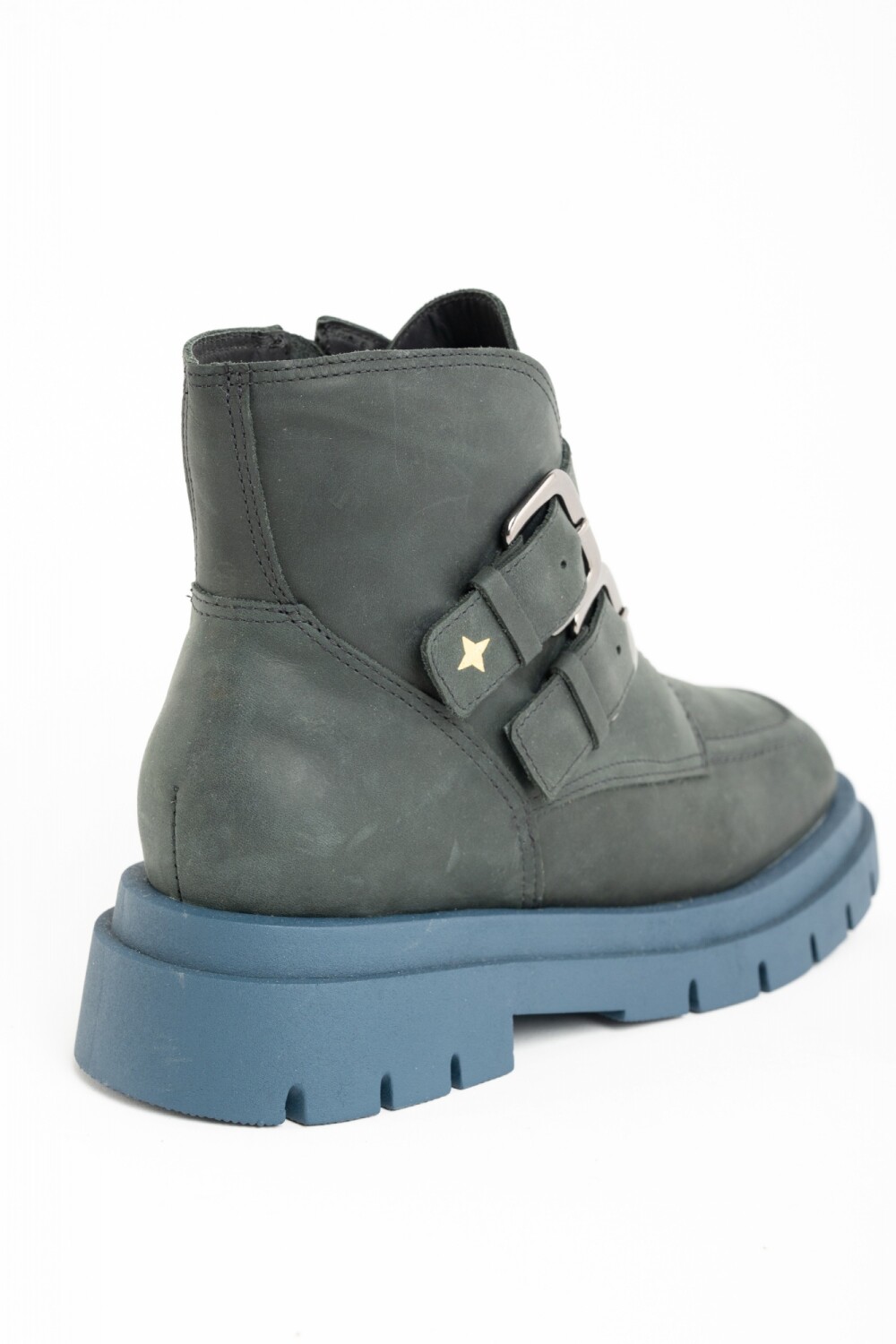Bota Cuero Hebillas - Negro — Lemon