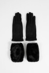 Guantes de suede con miton de pelo removible negro
